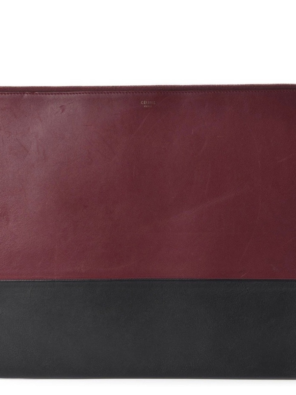 Celine Two-Tone Burgundy and Navy Leather Laptop Sleeve